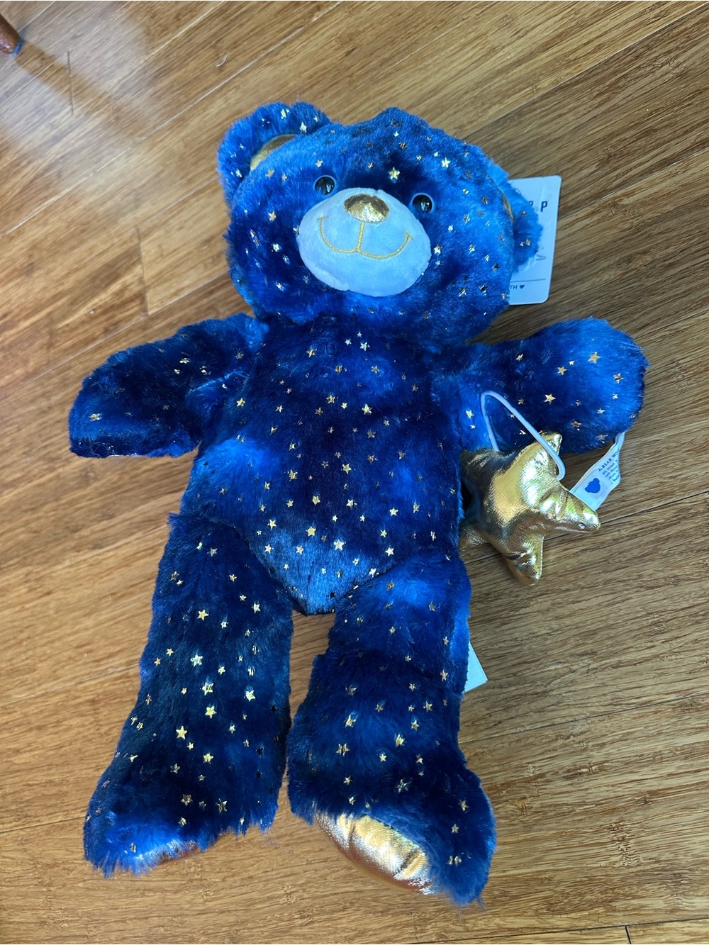 NWT BUILD-A-BEAR Star Wishes Blue Metallic Celestial Stars Teddy Bear